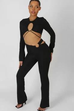 Public Desire Loop Ruching Long Sleeve Top With Splits | Women Tops