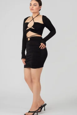 Public Desire Loop Ruching Midi Skirt | Women Skirts
