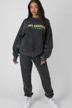 Public Desire Los Angeles Acid Wash Oversized Sweatshirt | Women Sweatshirt & Hoodies