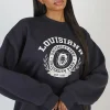 Public Desire Louisiana Graphic Sweatshirt Ink Blue | Women Sweatshirt & Hoodies
