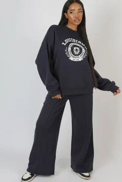 Public Desire Louisiana Graphic Sweatshirt Ink Blue | Women Sweatshirt & Hoodies