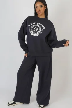 Public Desire Louisiana Graphic Sweatshirt Ink Blue | Women Sweatshirt & Hoodies