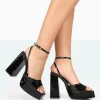 Public Desire Lyle Patent Square Toe Block Platform High Heels | Women Platform Heels