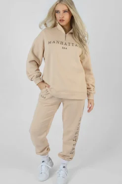Public Desire Manhattan Half Zip Pullover Sweatshirt | Women Sweatshirt & Hoodies
