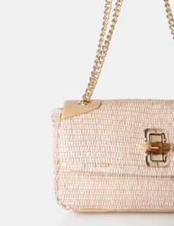 Public Desire Mara Natural Raffia Gold Chain Detail Adjustable Shoulder Bag | Women Crossbody And Shoulder Bags