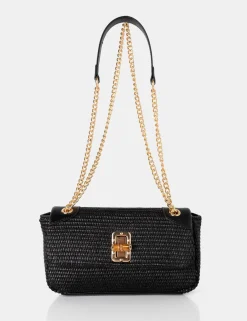 Public Desire Mara Raffia Gold Chain Detail Adjustable Shoulder Bag | Women Crossbody And Shoulder Bags