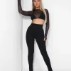 Public Desire Mesh Long Sleeve Underbust Top | Women Tops