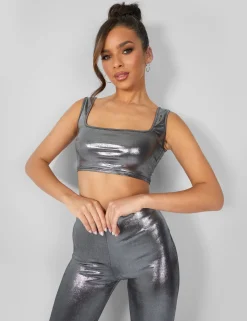 Public Desire Metallic Crop Top | Women Tops