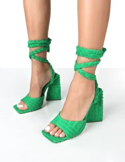Public Desire Mojito Towelling Lace Up Pyramid Block Heels | Women Lace Up Heels