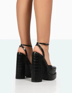 Public Desire Moonchild Croc Closed Toe Statement Platform Block Heels | Women Platform Heels