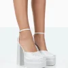 Public Desire Moonchild Diamante Satin Closed Toe Statement Platform Block Heels | Women Block Heels