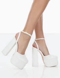 Public Desire Moonchild Pu Closed Toe Statement Platform Block Heels | Women Platform Heels