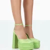 Public Desire Moonchild Sparkly Diamante Satin Closed Toe Statement Platform Block Heels | Women Block Heels