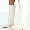 Public Desire More Fun Pu Round Toe Chunky Sole Knee High Boots | Women Chunky Boots