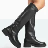 Public Desire More Fun Pu Round Toe Chunky Sole Knee High Boots | Women Chunky Boots