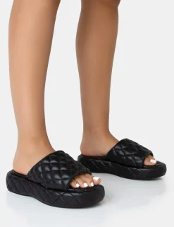 Public Desire Mykonos Flatform Quilted Slider Sandals | Women Chunky Sandals
