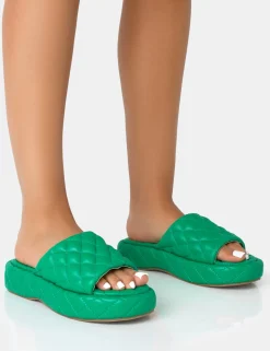 Public Desire Mykonos Flatform Quilted Slider Sandals | Women Chunky Sandals