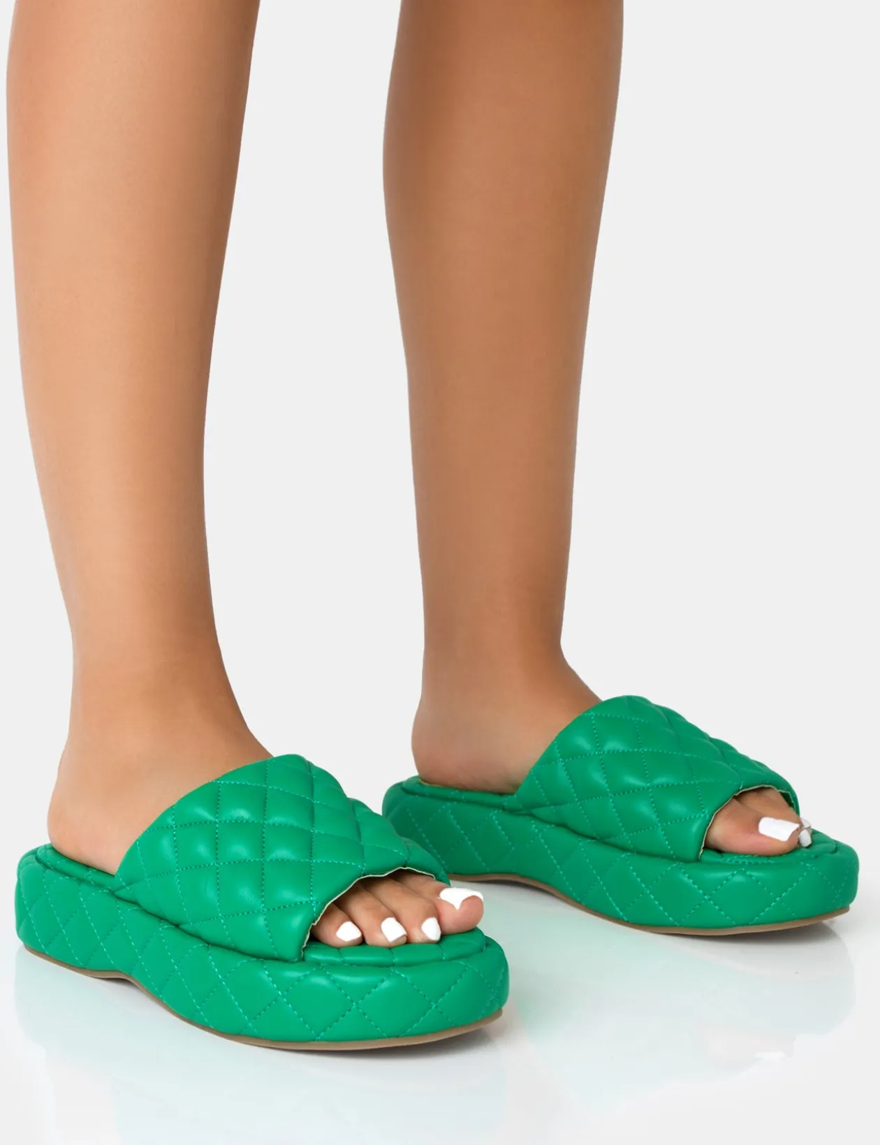 Public Desire Mykonos Flatform Quilted Slider Sandals | Women Chunky Sandals