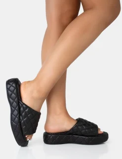 Public Desire Mykonos Flatform Quilted Slider Sandals | Women Chunky Sandals