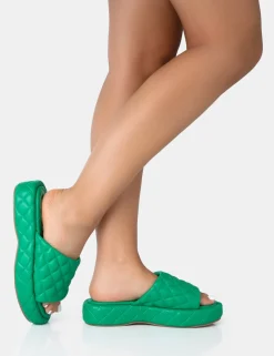 Public Desire Mykonos Flatform Quilted Slider Sandals | Women Chunky Sandals