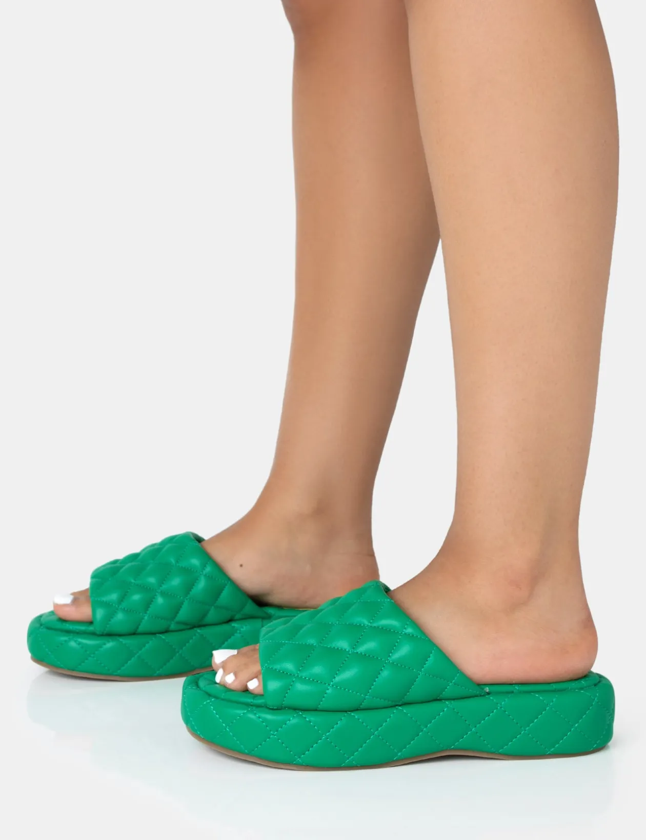 Public Desire Mykonos Flatform Quilted Slider Sandals | Women Chunky Sandals