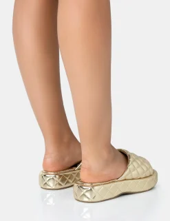Public Desire Mykonos Flatform Quilted Slider Sandals | Women Chunky Sandals