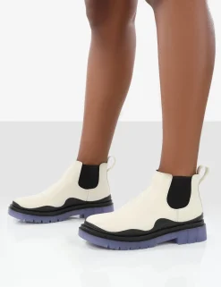 Public Desire Myth Ecru Chunky Sole Chelsea Boots | Women Chunky Boots