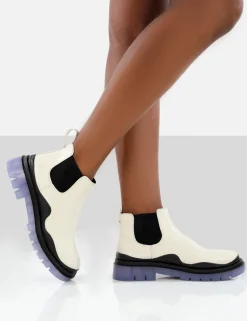 Public Desire Myth Ecru Chunky Sole Chelsea Boots | Women Chunky Boots