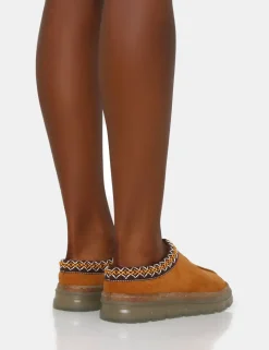 Public Desire Nala Faux Suede Embroidered Slipper Platform Boots | Women Ultra Mini Boots