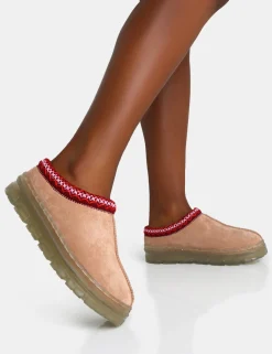 Public Desire Nala Faux Suede Embroidered Slipper Platform Boots | Women Ultra Mini Boots