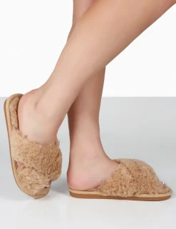 Public Desire Nightcap Cross Strap Slippers | Women Slippers