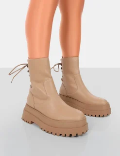 Public Desire Noelle Platform Chunky Sole Lace Up Detail Ankle Boots | Women Chunky Boots