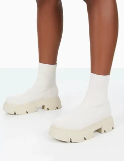 Public Desire Nola Knit Platform Chunky Sole Ankle Boots | Women Chunky Boots