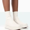 Public Desire Not Okay Pu Chunky Sole Platform Sock Ankle Boots | Women Flat Boots