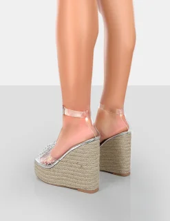 Public Desire Ocean Beach Patent Bow Platform Wedge Heels | Women Wedges