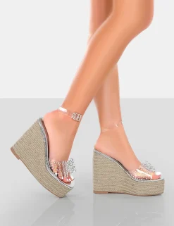 Public Desire Ocean Beach Patent Bow Platform Wedge Heels | Women Wedges