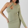 Public Desire One Sleeve Cross Strap Asymmetric Mini Dress | Women Dresses