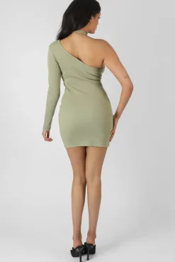 Public Desire One Sleeve Cross Strap Asymmetric Mini Dress | Women Dresses