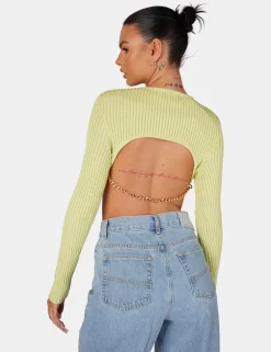 Public Desire Open Chain Back Knitted Crop Top | Women Knitwear