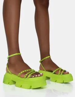 Public Desire Orbit Diamante Strappy Chunky Platform Sole Sandals | Women Chunky Sandals