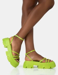 Public Desire Orbit Diamante Strappy Chunky Platform Sole Sandals | Women Chunky Sandals