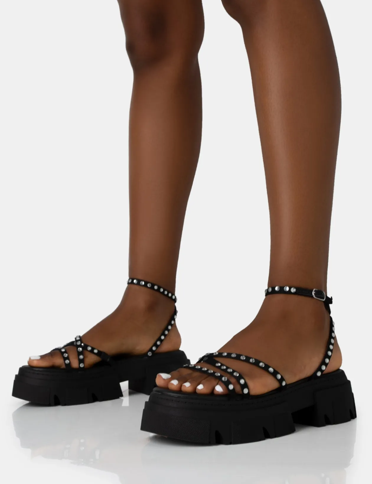 Public Desire Orbit Diamante Strappy Chunky Platform Sole Sandals | Women Chunky Sandals