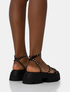 Public Desire Orbit Diamante Strappy Chunky Platform Sole Sandals | Women Chunky Sandals