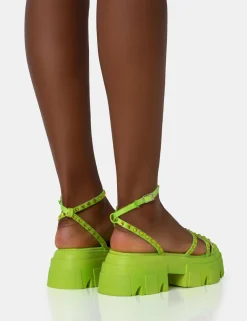 Public Desire Orbit Diamante Strappy Chunky Platform Sole Sandals | Women Chunky Sandals
