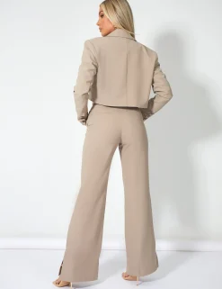 Public Desire Oversized Boxy Cropped Blazer Stone | Women Outerwear & Jackets