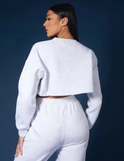 Public Desire Oversized Cropped Sweat Marl | Women Sweatshirt & Hoodies
