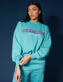 Public Desire Oversized Embroidered Slogan Sweatshirt | Women Sweatshirt & Hoodies