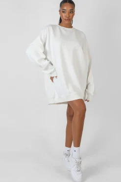 Public Desire Oversized Embroidered Tonal Sweatshirt Dress | Women Sweatshirt & Hoodies