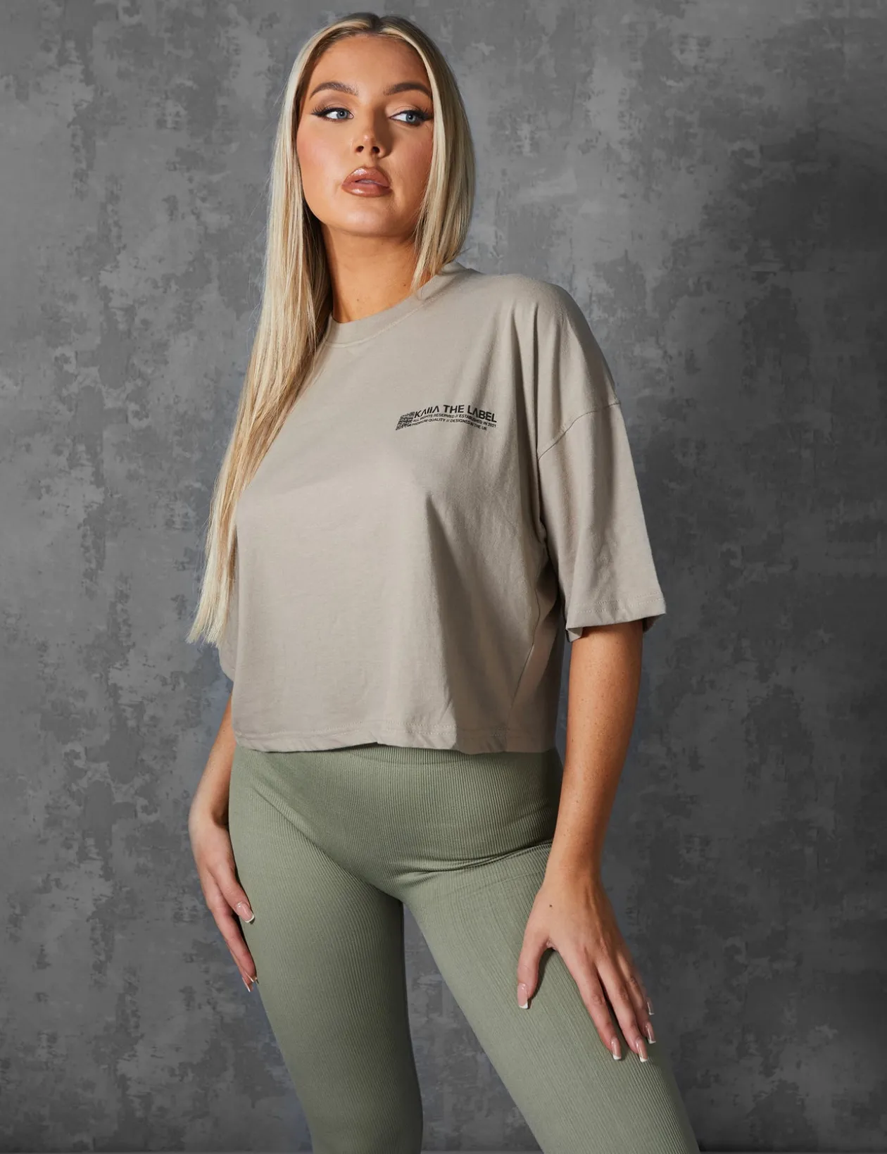 Public Desire Oversized Fit Qr Detail Cropped T-Shirt Elm | Women Tops