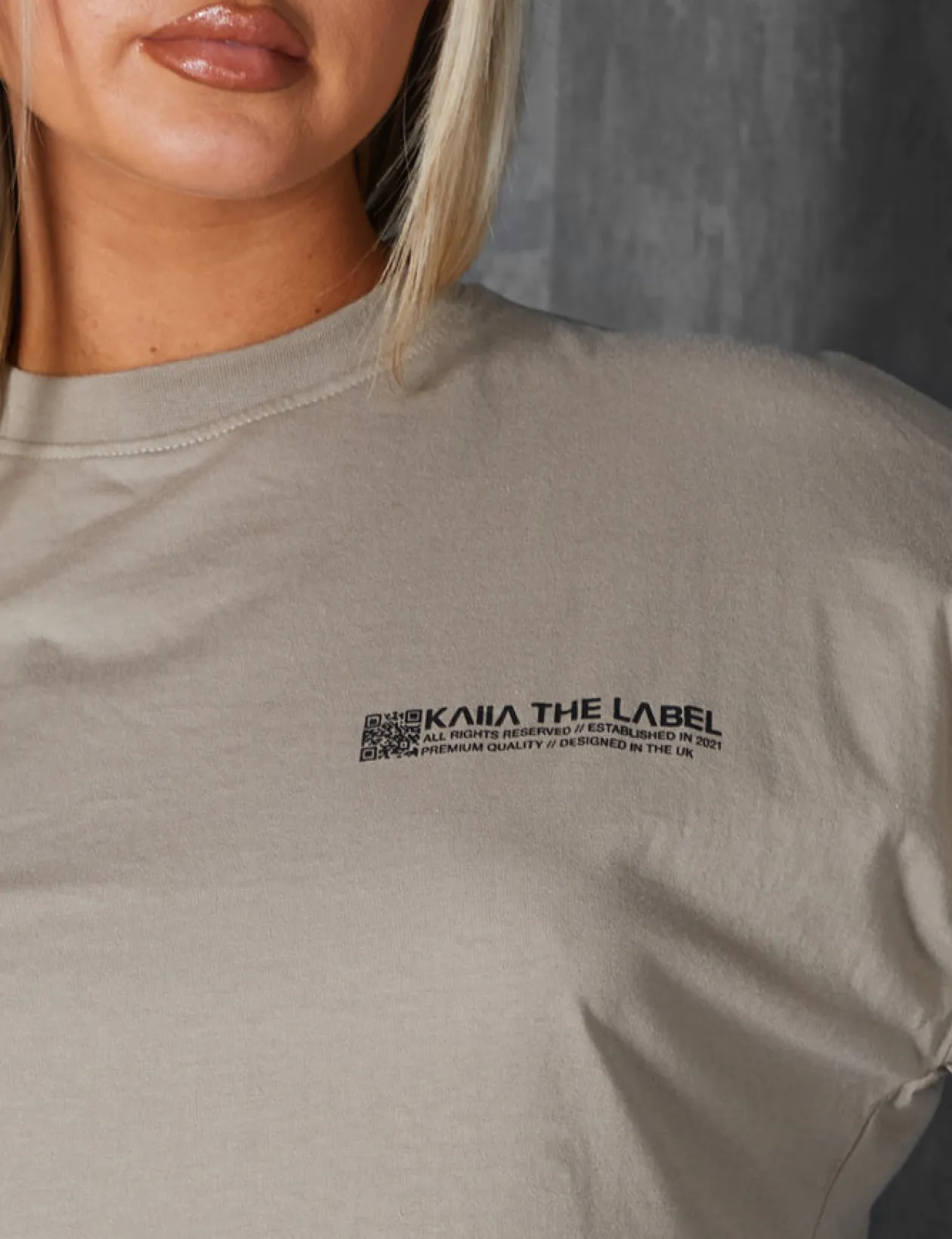 Public Desire Oversized Fit Qr Detail Cropped T-Shirt Elm | Women Tops